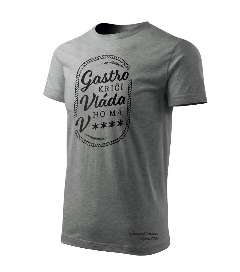 Pánske tričko "Gastro kričí..." šedé, veľkosť L.